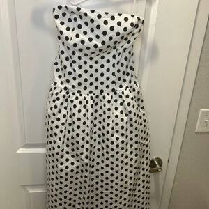 Source Unknown Black and White Polka Dot Strapless Dress